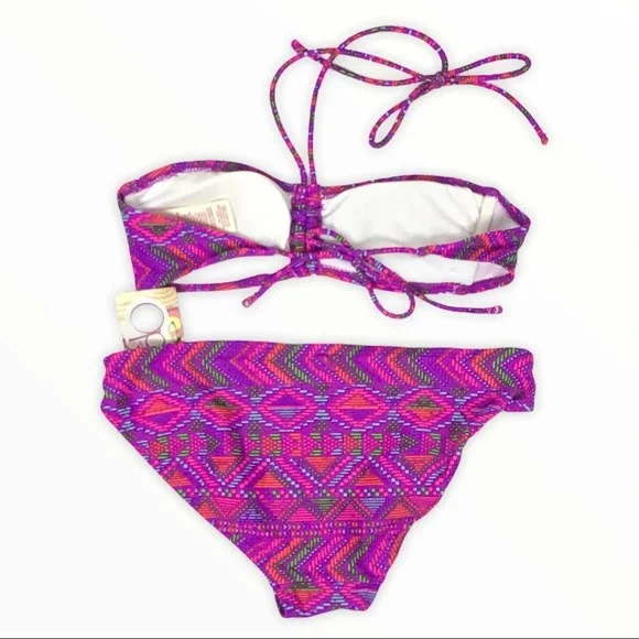 OP | Purple Geometric Juniors Bandeau Bikini S - Picture 3 of 8